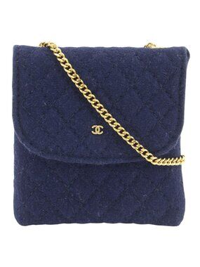 Chanel Chain Pouch Micro Quilted Cotton Navy